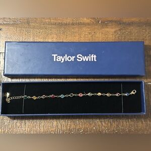 Taylor Swift Bejeweled Gold Bracelet with Multicolor Gems